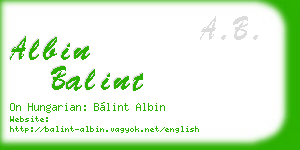 albin balint business card